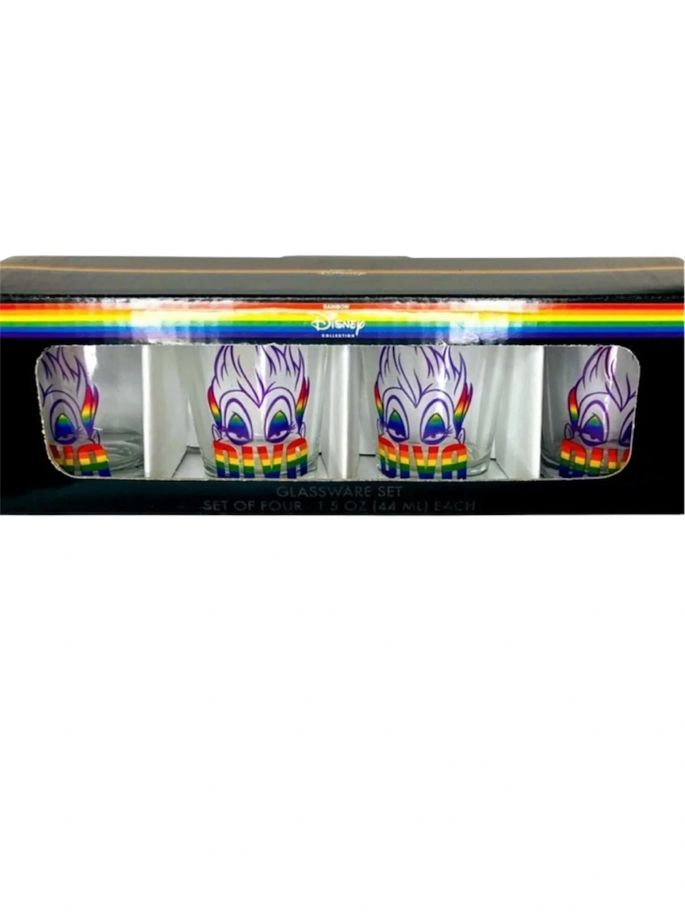 Disney Villain Ursula Shot Glass Set of Four Rainbow Collection Limited Edition
